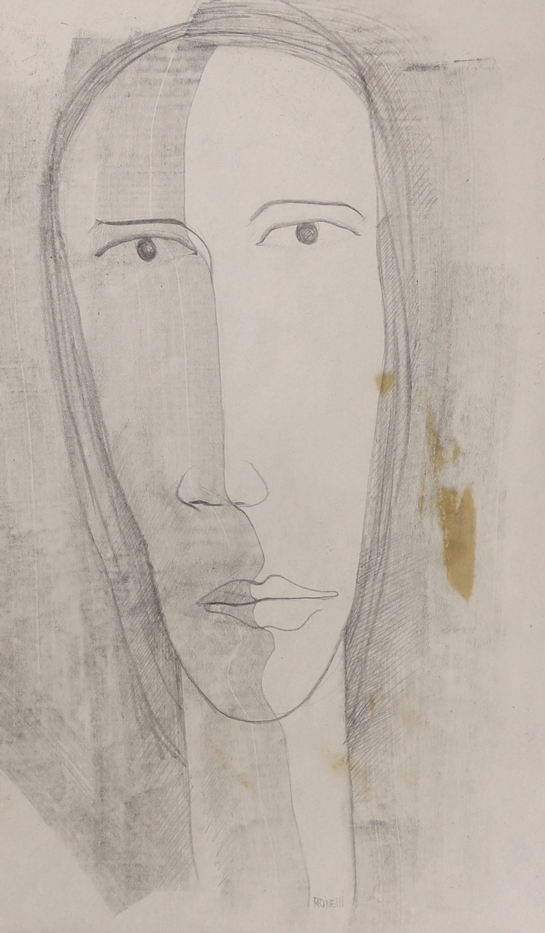 Richard O'Neill (Irish School), pencil on paper, 'Head', with artist's label verso, 29.5 x 17.5cm